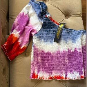 Colorful Tie-Dye Smocked Women's Top